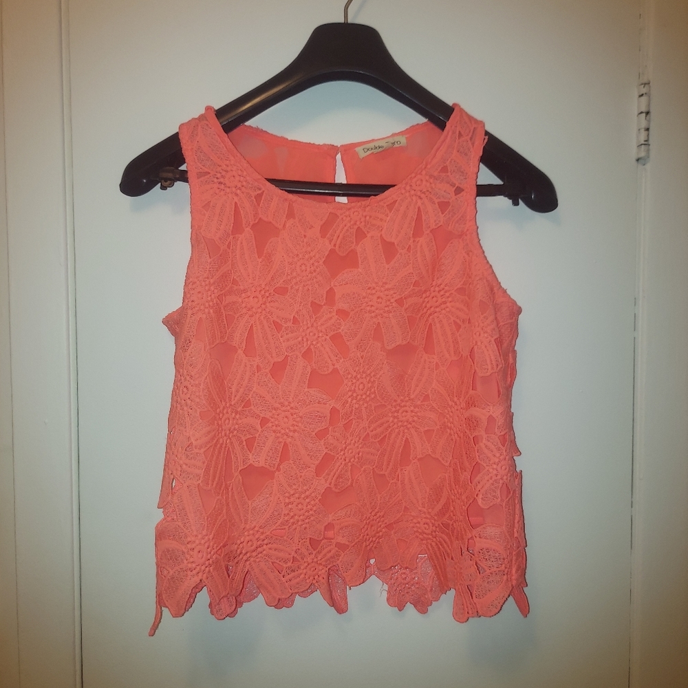 🌷2/18$🌷Double Zero Lace Crochet Sleeveless Tank Top Blouse Shirt size M